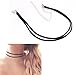 UdobuyPunk Gothic Double Layer Black Velvet PU Leather Chain Necklace Stretch Tattoo Choker Elastic Tassel Necklaces