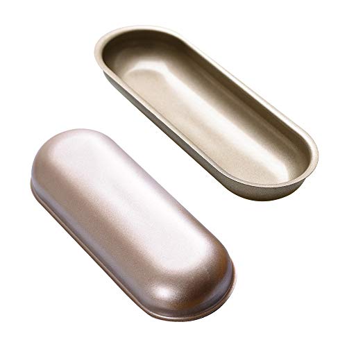 Bakerdream Hot Dog Bun Pan Hotdog Bread Mold Non Stick Bakeware 7 inch Oval Hot Dog Mould Pack of 2 (7" Oval 2pcs)
