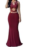 Zkess Women's High Neck Lace Prom Ball Evening Gowns Maxi Dress