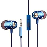 Gihery Earphones,Stereo Ear Buds with Microphone Noise Isolating in-Ear Headphones Enhanced Bass Wired Ear Buds for Sports Gym Running Workout for 3.5mm Audio Jack (Bule)