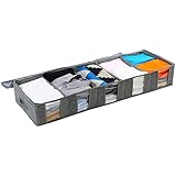 Lifewit Large Capacity Under Bed Storage Bag with 5 Clear Window for Clothing, Shoes, Blankets, Clothes, Sweaters, Grey