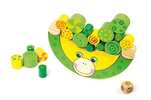 Small Foot Balancierfrosch aus natürlichem Holz, 100% FSC-Zertifiziert. Motorikspielzeug inkl. Würfel, für Kinder ab 3 Jahren. 11058, Mehrfarbig – Bild 3