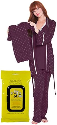 Bundle:2 Items- Olian Maternity Nursing Ditzy PJ &amp; Bella B Breastwipes Burg XL