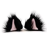 Pawstar Clip In Furry Kitty Mew Ears Hair Clips On - Classic Black
