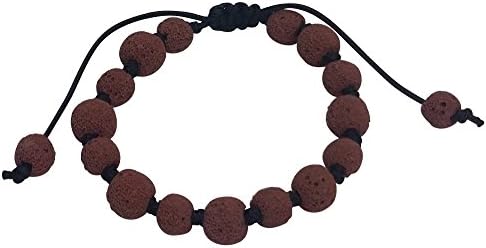 Trendy Jewelry Fashionable Round Lava Rock Earth Bracelets Adjustable, 5 Styles (Brown)