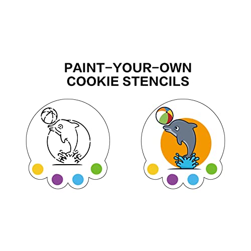 WEBAKIN Round PYO Cookie Cutter and 16 Pieces PYO Cookie Stencils Paint