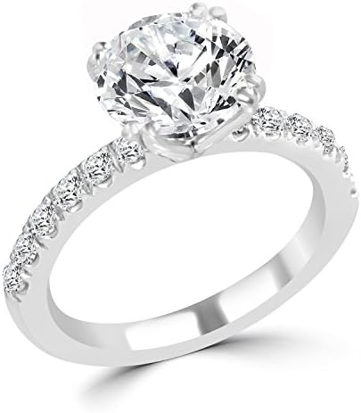 2.47 carat F colour VS1-VS2 clarity Round cut certified engagement ring set in 14 karat solid white gold