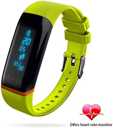 Syntesco - IP68 Waterproof Sports Wristband Watch with 24hrs per day Heart Rate Monitor, Fitness Tracker, Pedometer, Sleep Monitor, Call Message Notification, and more (Lime Green)