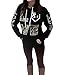 FCYOSO Women Long Sleeve Love Printed Kangaroo Pocket Hoodie Sweatshirt Black (US,M/Asia,L)
