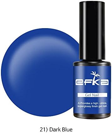 Color Gel by EFKA | UV LED Soak off Polish for Nail and Pedicure 50 Color 0.17oz/5ml (021 Dark Blue)