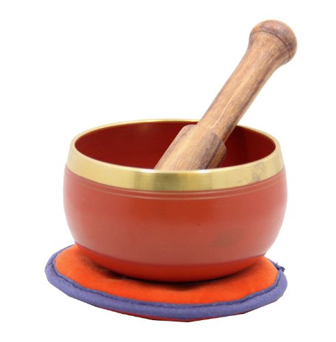 DharmaObjects Tibetan Palm Size Sacral Chakra Premium Singing Bowl Gift Set