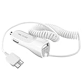 Nilogie Ultra Fast Retractable Coiled USB 3.0 Car Charger Adapter for Samsung Galaxy S5, SV SM-G900, Samsung Galaxy Tab Pro, Samsung Galaxy Note 3 - White