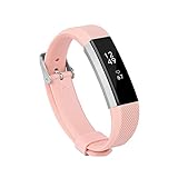 Newest Fitbit Alta HR and Alta Band With Metal Clasp, BeneStellar Silicone Replacement Band for Fitbit Alta HR and Alta (Classic) (Pink 1-Pack)