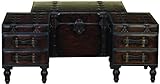 Deco 79 99023 Wood Leather Trunks (Set of 3), 36