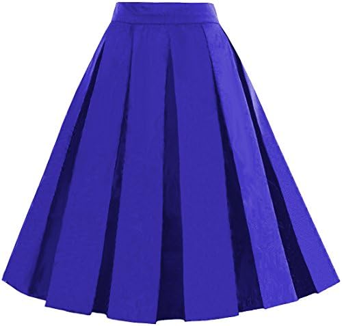 Dressever Women's Vintage A-line Printed Pleated Flared Midi Skirts