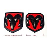 Yoaoo 2pcs OEM Front Grille EMBLEM and Rear Tailgate BADGE 3D Replacement for Ram 1500 2500 3500 Matte Black red fit 2013-2018