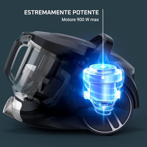 Compact Power XXL Aspirapolvere Senza Sacco, Capacità 2.5 Litri, Potenza 900 W, Design Compatto, Sistema di Filtraggio a 3 Livelli, Aspirapolvere Potente, Facile da Pulire, 2 accessori,RO4B50