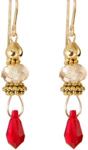 Mi Vida Earrings - 14 Kt Goldfilled - Warm Golden Glow and Red
