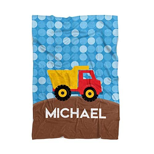 Truck Throw Blanket Blue Construction Truck Kids