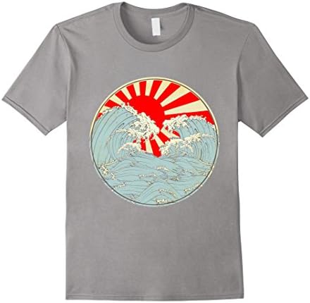 Mens Japanese T Shirt - The Great Wave off Kanagawa Vintage Art XL Slate