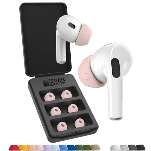 Foam Masters Memory-Schaumstoff-Ohrstöpsel für AirPods Pro 1. & 2. Generation, 3 Paar, Black Magic-Version 6.0, bequem, sicher, verbesserte Geräuschun