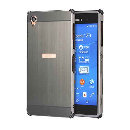 Sony Xperia Z3 Case,DAMONDY Luxury Shockproof Metal Brushed Acrylic PC Back Premium Aluminum Bumper Case Cover with Push-Pull Frame for Sony Xperia Z3(heavy-brushed-Black)