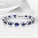 SELOVO Sapphire Color Dark Navy Blue Stone Teardrop Link Tennis Bracelet for Women Silver Tone