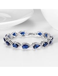 SELOVO - Pulsera de boda con forma de lágrima y circonita cúbica, color plateado