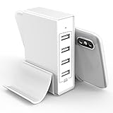 KerrKim 4-Port USB Charger Desktop Charger Charging Station with Phone Holder Double Stand Compatible iPhone X / 8/7 / 6S / 6S Plus, iPad Pro/Air, Samsung Galaxy/Note, LG, Nexus, HTC and More