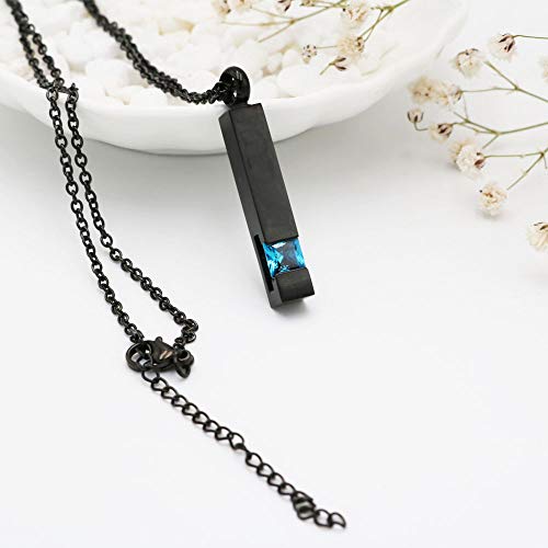 Inlay Multi-Colored Crystal Bar Stainless Steel Memorial Urn Necklaces for Cremation Ashes Keepsake Jewelry