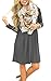 AUSELILY Women's Long Sleeve Pleated Loose Swing Casual Dress With Pockets Knee Length (Gray, XL)