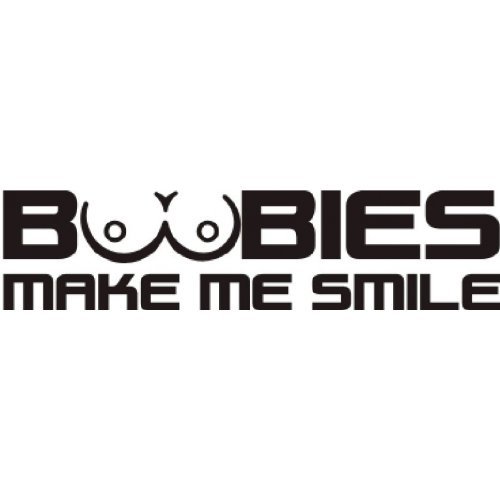 Crawford Graphix Boobies Make Me Smile Rude Funny Symbol Funny Bumper Car Van Bike Sticker Decal (6", Black)