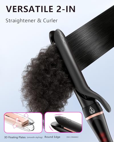 5 in 1 Curling Iron with Heat Brush and Interchangeable Ceramic Barrels (9mm-32mm), Curling Iron Set with Straightening Iron, Instant Heating, Dual Voltage, Gifts for Women