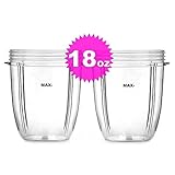ELEFOCUS 2 X 18 oz Short Cups for Nutri Bullet