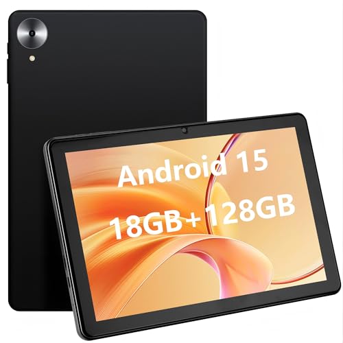Tableta Android,18GB (6 + 12)de Memoria,128 GB de Almacenamiento,Pantalla de 10,1 Pulgadas,Pantalla Táctil IPS de alta Definición de 1280 x 800,Compatible con Bluetooth,Doble cámara,GMS y WiFi (Negro)