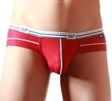 Meykiss Mens Ice Silk Breathable Triangle Underpants Brief Panties US M Red
