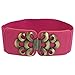 Lady Faux Leather Metal Interlock Buckle Elastic Waist Belt Cinch Fuchsia
