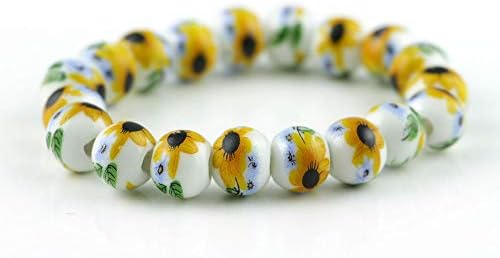 wangzz Chinese Fashion Classic Rose Sun Flower Vintage Handmake Trendy Round Strand Bracelets Bead Bracelet Accessories Souvenir Gift