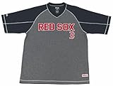 MLB Boston Red Sox Men's Fine Gauge Mesh V-Neck Raglan Shirt
