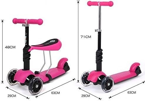 Monopatín para niños con ruedas de luces intermitentes, multifuncional 3 en 1, con asiento desmontable, para niños de 2 a 8 años, rosa: Amazon.es: Deportes y aire libre