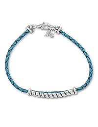 American West - Pulsera de piel trenzada de color turquesa, natural y negro, tamaño S, M o L