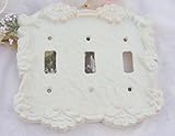 Antique White Cast Iron Triple Switch Cover Plate