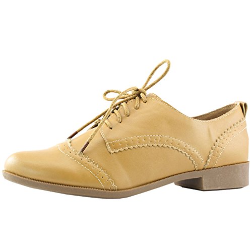 Women's Five-Eyelets Lace up Wing Tip Perforation Oxfords Fashion Dress Shoes TTPF15, 11