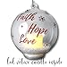Faith Hope and Love Ornament - Hanging Glass Ball Christmas Ornament with LED Votive Candle and Glitter Inside - Hand Pained Snowflakes - Glass Christmas Ornament