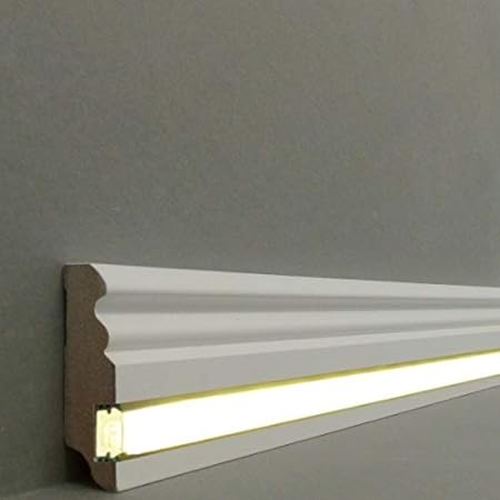 Lichtsockelleiste'Essen' Berliner Profil 80 x 19 mm MDF foliert 719.080 | LED Sockelleiste | Lichtleiste | Profisockelleisten