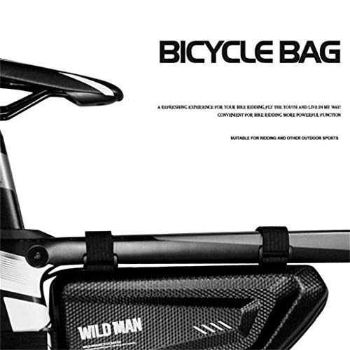 Sodoop Mountain Bike Bag, Rainproof Road Bicycle Zipper Frame Bag,1.5L Capacity,Sport Cycling Front Top Tube Hard Shell Tools Storage Panniers Pack Strap Triangle Saddle Frame Pouch Accessories