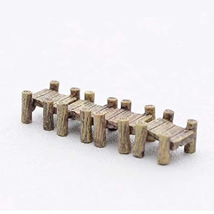 Buy World 1 Piece 2.2 * 2.7 * 1.8cm Mini Path Brige Upon Water Similation Wood Corridor Figurine Miniature Decoration for Mini Fairy Garden