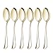 6 Piece Dinner Spoon Set 7.2-inch Stainless Steel Table Spoons Flatware Silverware Sets Cutlery Utensils Dinnerware Service for 6 Dishwasher Safe (Gold)