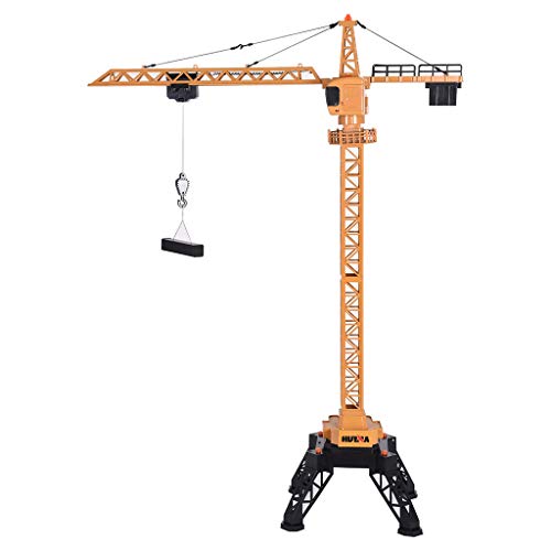 50 inch Tower Crane Construction Vehicle Playset Toy for Boys Model Car Remote Control Construction Crane Toy Engineering Vehicle RC Car(Yellow)