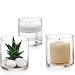 Set of 3 Glass Cylinder Vases 4 Inch Tall - Multi-use: Pillar Candle, Floating Candles Holders or Flower Vase - Perfect as a Wedding Centerpieces. primary